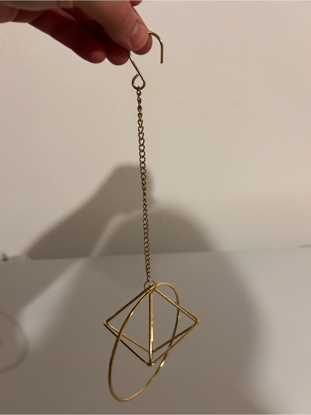 Long Gold Geometric Dangle Air Plant Holder